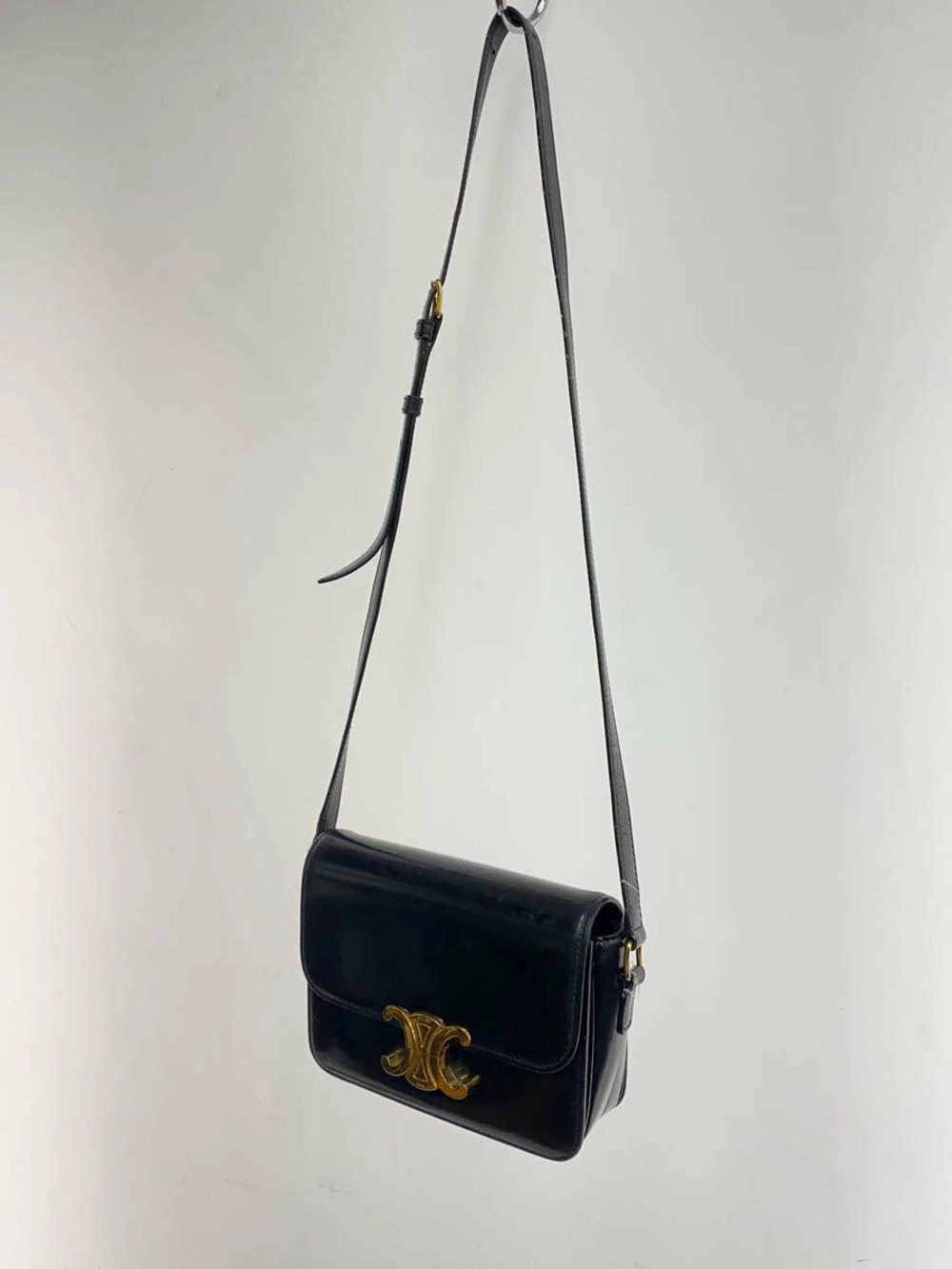 Celine Triomphe Teen Leather Black Shoulder Bag Black